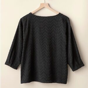 Garnet Hill Bohème Embroidered Blouse Black embroidered zigzag pattern blouse XS